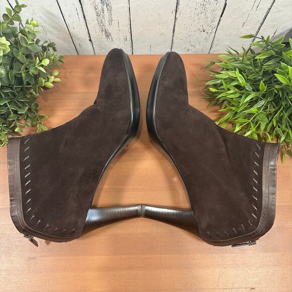 Aquatalia Marvin K Riley Dark Brown Suede Back Zipper Ankle Boots Size 12 - Picture 6 of 10